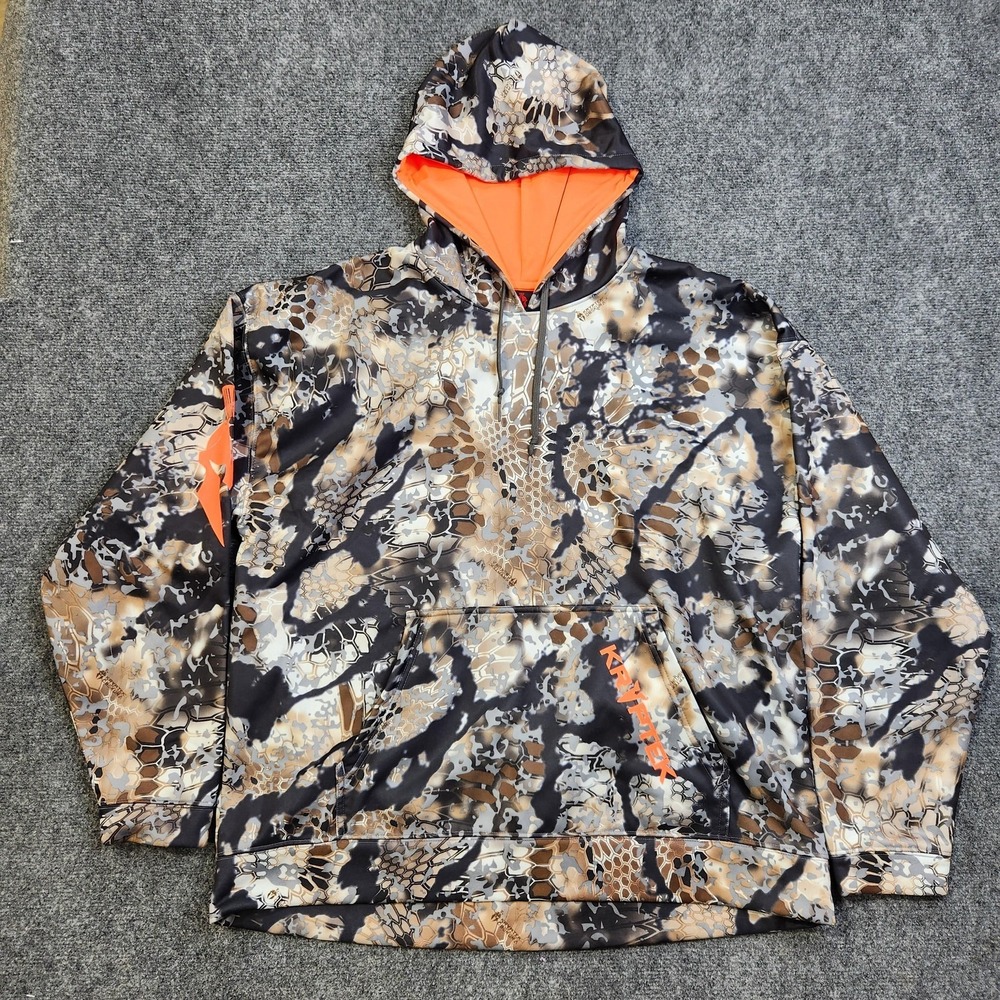 Kryptek Hoodie Sweatshirt Mens XL Brown Obskura Camo Fleece Pullover Hunting